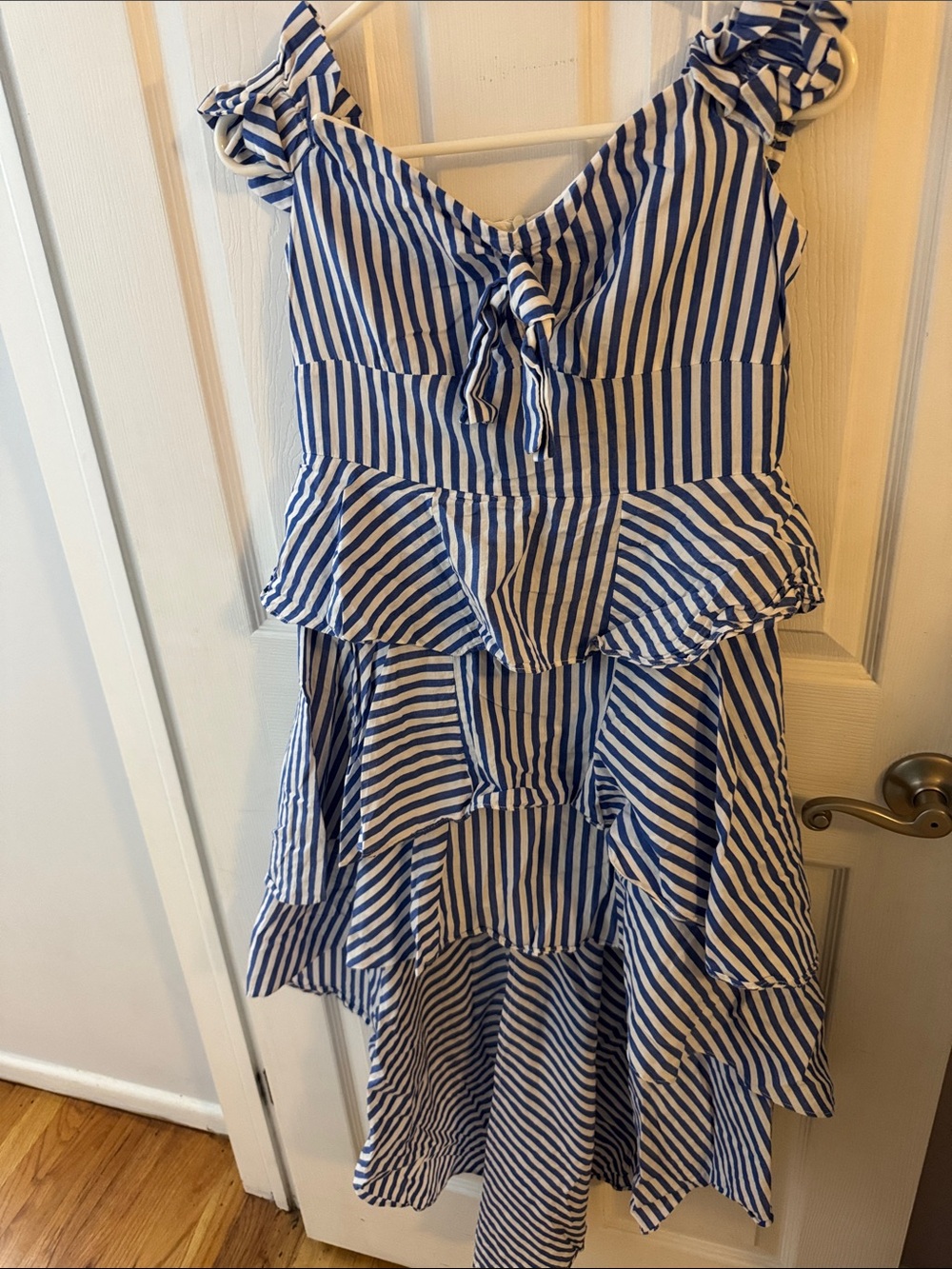 Striped Blue and White Tiered Sundress